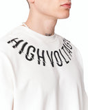 Men's Oversized Collar Screen Printed White Heavy T-Shirt with bold collar screen print detail