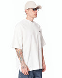Men's Oversized Martin Valen Screen Printed White Heavy T-Shirt shown on a model in a clean studio front view