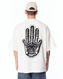 Men's Oversized Martin Valen Screen Printed White Heavy T-Shirt featuring a small chest logo print