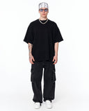 Because Text Print Oversized Black T-Shirt with soft black fabric and white print