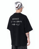 Because Text Print Oversized Black T-Shirt with relaxed oversized fit