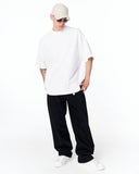 Because Text Print Oversized White T-Shirt styled with bandana and denim