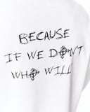 Because Text Print Oversized White T-Shirt for modern streetwear outfits