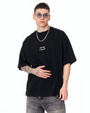 Look Mom Text Print Oversized Black T-Shirt in black cotton streetwear style