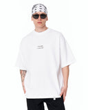 Look Mom Text Print Oversized White T-Shirt styled with denim and accessories