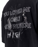 Loved Me Heart Graphic Oversized Black T-Shirt with relaxed oversized fit