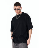 Loved Me Text Print Oversized Black T-Shirt with white slogan print