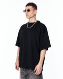 Loved Me Text Print Oversized Black T-Shirt with bold white graphic text