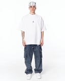 Namaste Streetwear Oversized White T-Shirt with monochrome text graphic