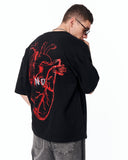 No Heart Graphic Oversized Black T-Shirt with anatomical graphic design