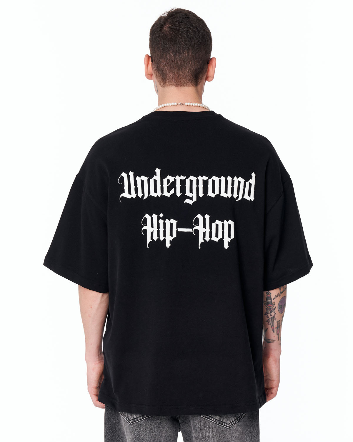 Men's Underground Hip Hop Oversized Black T-Shirt | MV