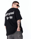 Underground Hip Hop Oversized Black T-Shirt with white hip hop lettering