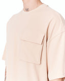 Utility Pocket Oversized Beige T-Shirt in soft beige cotton style