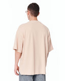 Utility Pocket Oversized Beige T-Shirt with minimal utility pocket