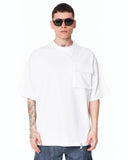 Utility Pocket Oversized White T-Shirt with large chest pocket detail