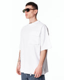 Utility Pocket Oversized White T-Shirt styled with light wash denim