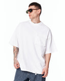 Utility Pocket Oversized White T-Shirt with minimal utility pocket
