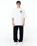 Yin Yang Brush Graphic witte oversized T-shirt