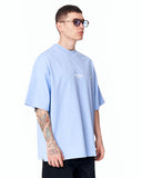 "Slogan" Men’s Oversized Printed Designer T-shirt in Blue featuring an oversized fit and minimal chest print