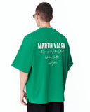 "Slogan" Men’s Oversized Printed Designer T-shirt in Green with a bold green tone and relaxed silhouette