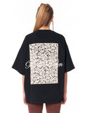3D Embroidery Applique Lace Black T-shirt with lace chest detail