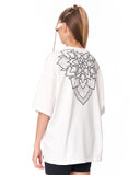 Embroidery Mandala Oversized White T-shirt with embroidered back detail
