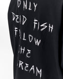 Follow The Stream Black Oversized T-Shirt in black cotton fabric