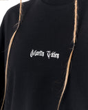 Heritage Fusion Black Oversized T-shirt with minimal front logo detail