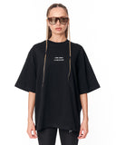 Look Mom Text Print Black Oversized T-Shirt with bold text graphic