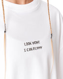 Look Mom Text Print White Oversized T-Shirt in clean white cotton