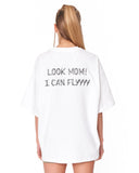 Look Mom Text Print White Oversized T-Shirt in relaxed oversized fit