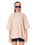 Mandala Shining Print with 3D Embroidery Beige T-shirt back view
