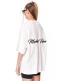 Mandala Shining Print with 3D Embroidery White T-shirt with front logo
