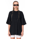 Martin Valen Oversized Embossed Basic Black T-shirt with tonal logo detail