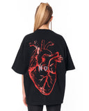 No Heart Graphic Black Oversized T-shirt with statement back design