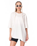 Women's Oversized Asymmetrical White T-Shirt in white