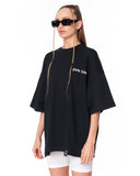 Women's Oversized Chest and Back 3D Printed Black T-Shirt with oversized fit