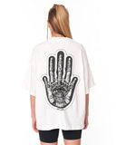Oversized Martin Valen Screen Printed White T-shirt with hand graphic artwork