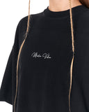 Oversized Monarch Loop Black T-Shirt with minimal front logo detail