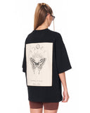 Oversized Monarch Loop Black T-Shirt with large back patch graphic