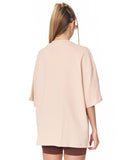 Utility Pocket Beige Oversized T-Shirt in soft beige cotton fabric