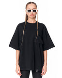 Utility Pocket Black Oversized T-Shirt with utility pocket detail