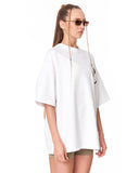 Yin Yang Brush Graphic White Oversized T-Shirt in relaxed oversized fit
