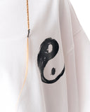 Yin Yang Brush Graphic White Oversized T-Shirt with bold chest artwork