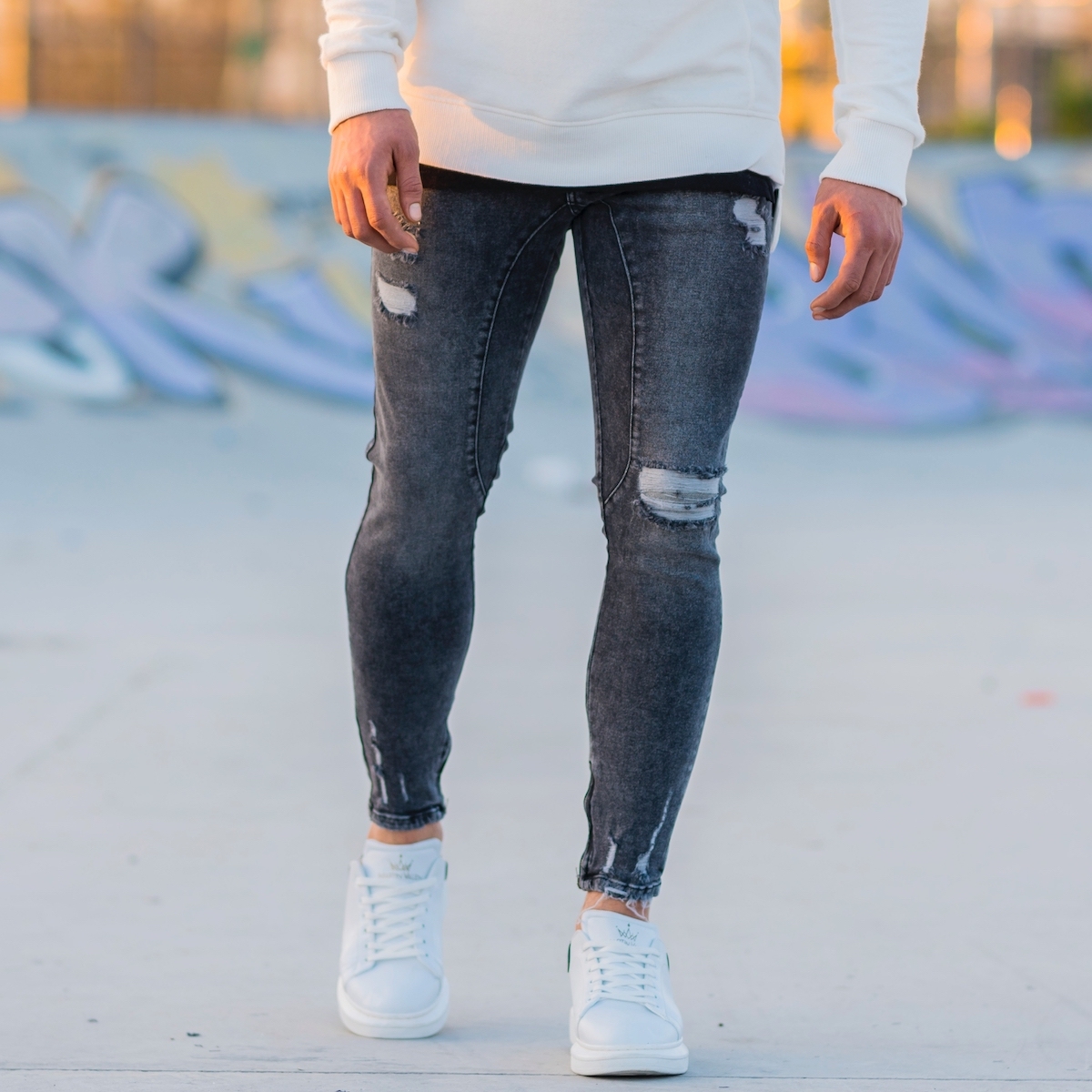 patchwork jeans mens
