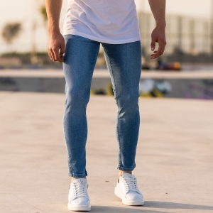 Herren Basic Skinny Vintage Jeans in blau - 1