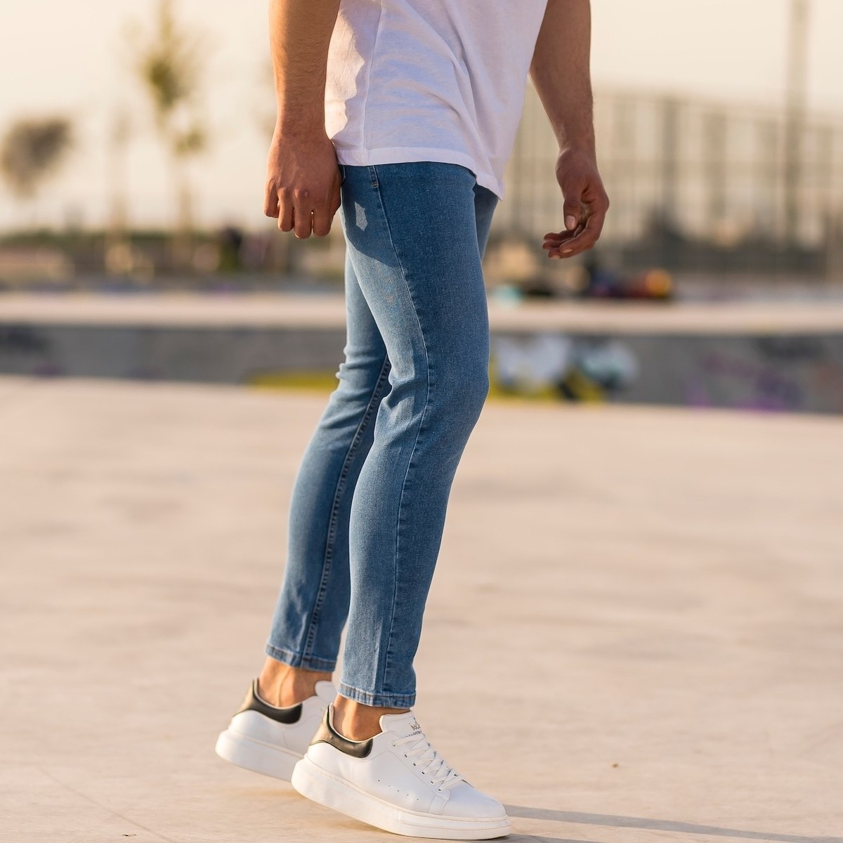 Herren Basic Skinny Vintage Jeans in blau | Martin Valen