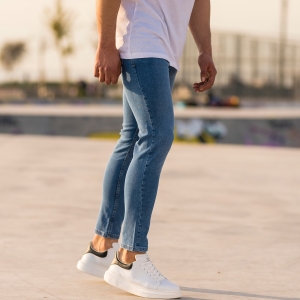 Men's Basic Skinny Vintage Jeans In Blue - 2