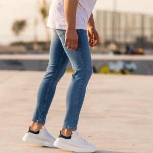 Men's Basic Skinny Vintage Jeans In Blue - 3