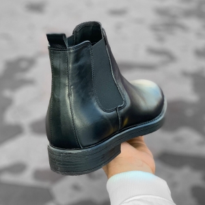 Men ' s Classic Premium-Leder-Chelsea Boots In Schwarz